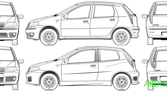 Fiat Punto (2005) (Фиат Пунто (2005)) - чертежи (рисунки) автомобиля
